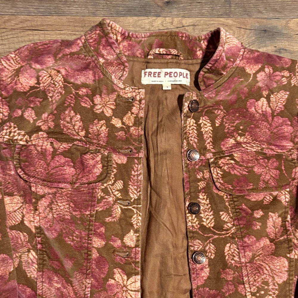 Free People Pink and Brown Floral Jacket - Picture 3 of 11